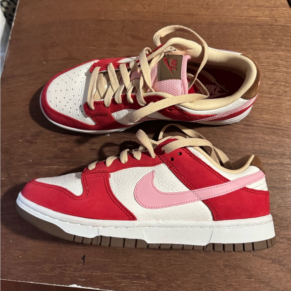 NIKE. Dunks. Red, pink, white, tan. Women’s 7.5.